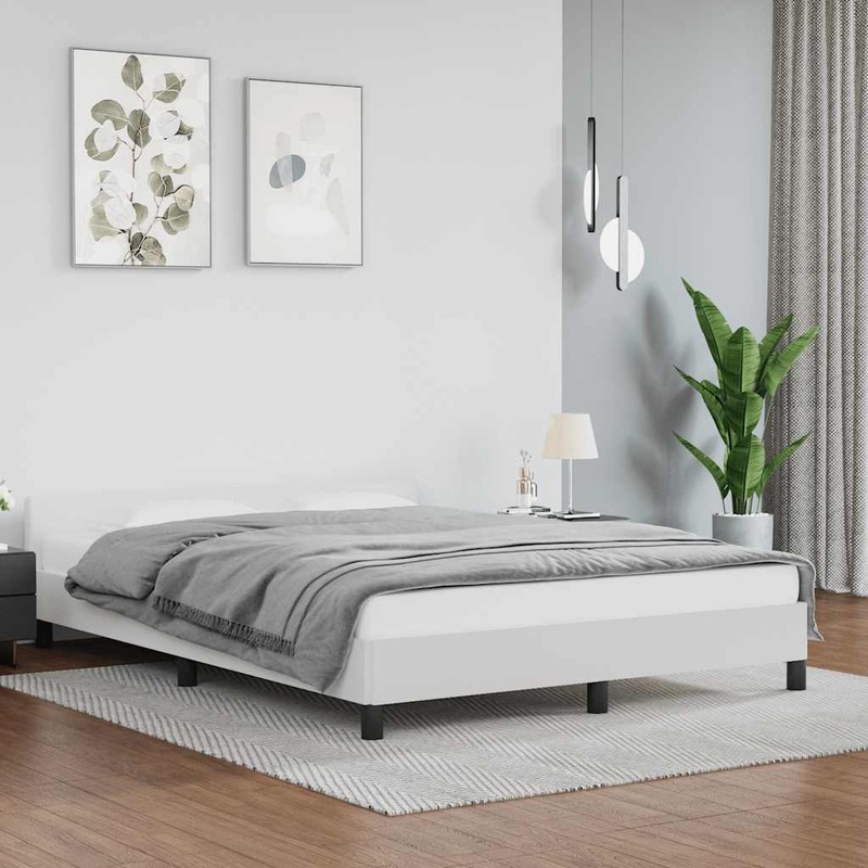 Cadre de lit avec tte de lit sans matelas blanc 140x200 cm