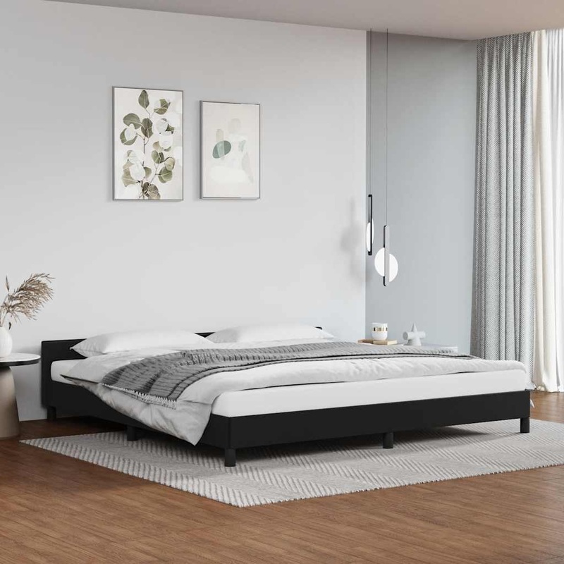 Cadre de lit avec tte de lit sans matelas noir 200x200 cm