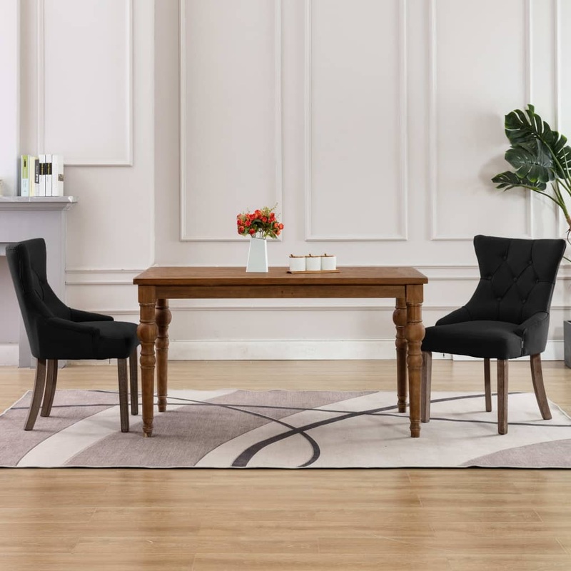 Chaises  manger lot de 2 noir tissu