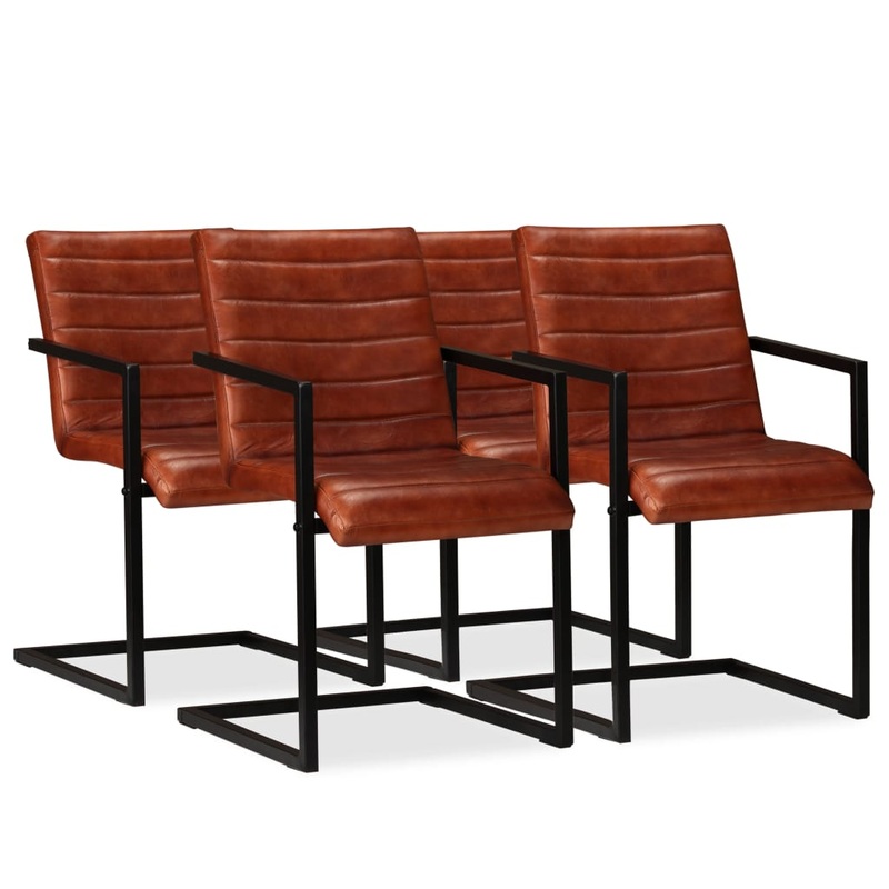 Chaises  manger lot de 4 marron cuir vritable