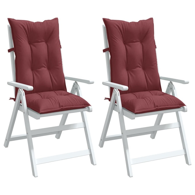Coussins de chaise dossier haut lot de 2 rouge bordeaux mlang