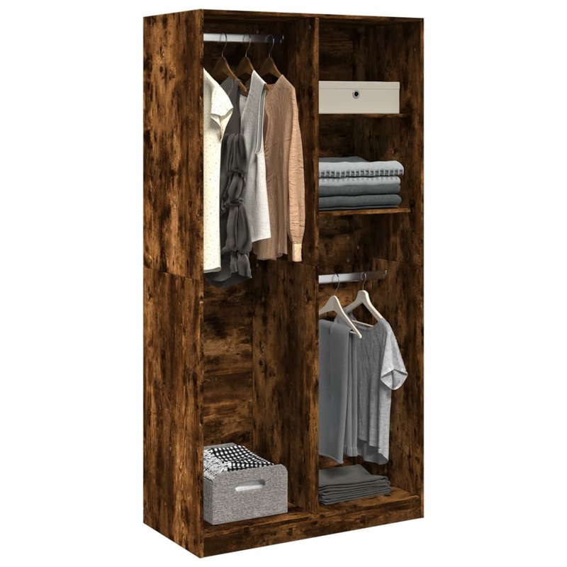 Garde-robe chne fum 100x50x200 cm bois d'ingnierie