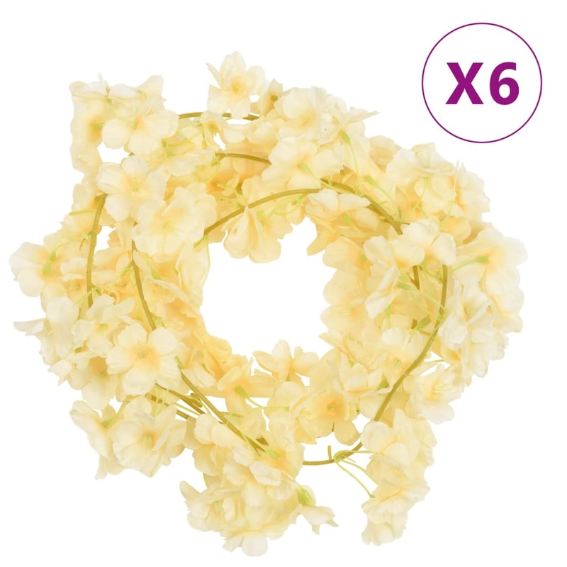 Guirlandes de fleurs de Nol 6 pcs champagne 180 cm