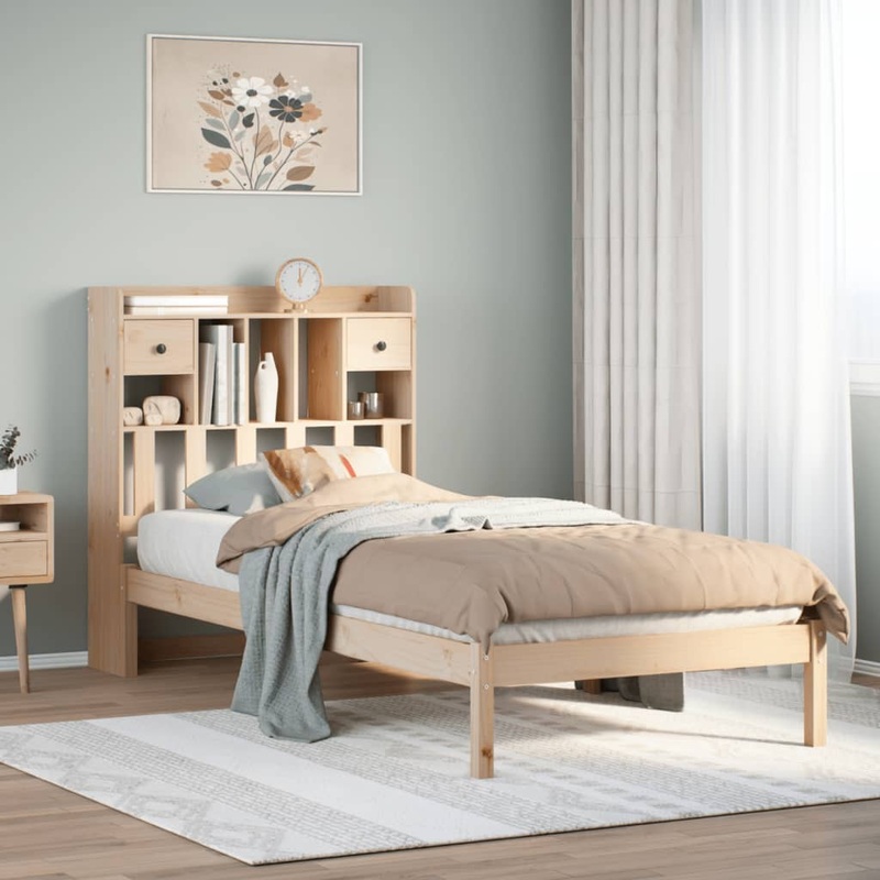 Lit bibliothque sans matelas 75x190 cm bois de pin massif