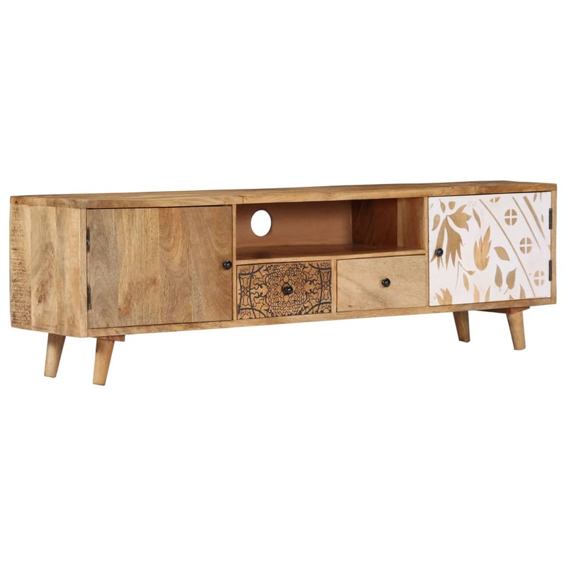 Meuble TV 140x30x40 cm bois de manguier massif