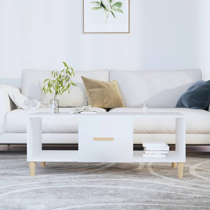 Table basse blanc 102x50x40 cm bois d'ingnierie
