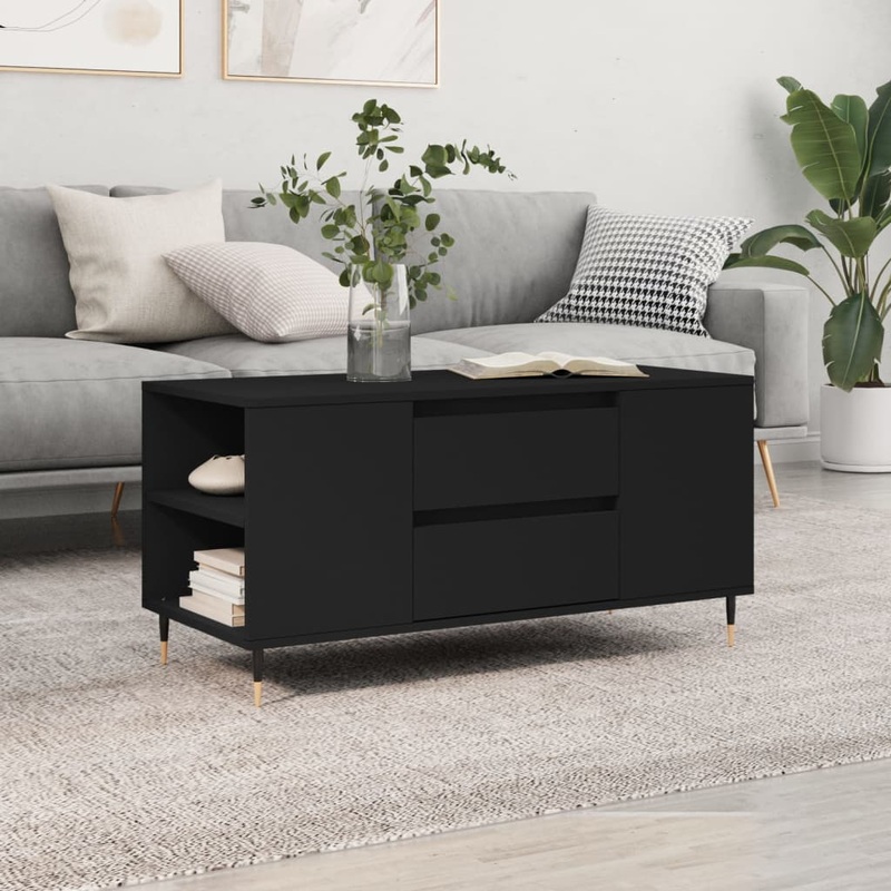 Table basse noir 102x44,5x50 cm bois d'ingnierie