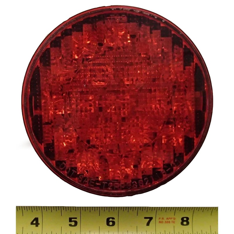 Red 4" Round LED Light  019-01-381, 12 or 24 Multi Volt, STT (Stop/ Turn/ Tail)