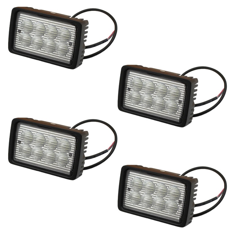 (4) Rectangle LED Flood Work Lamps 1312047C91 Fits Case-IH 305 310 315 335