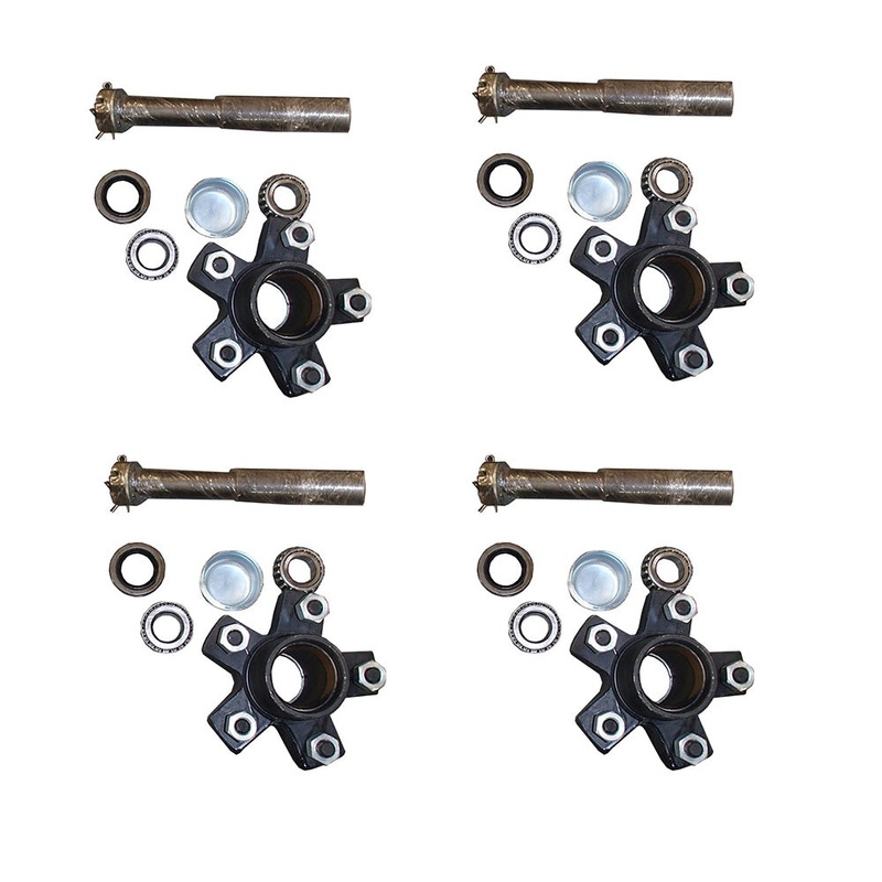 4 Trailer Axle Kits 2,000 lbs 5 on 4.5" Bolt Pattern Idler Hubs Round Spindles