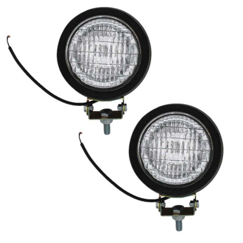 2 Pack 12 Volt 5" Round Halogen Flood Work Light for Backhoe Loader 55 Watt Bulb