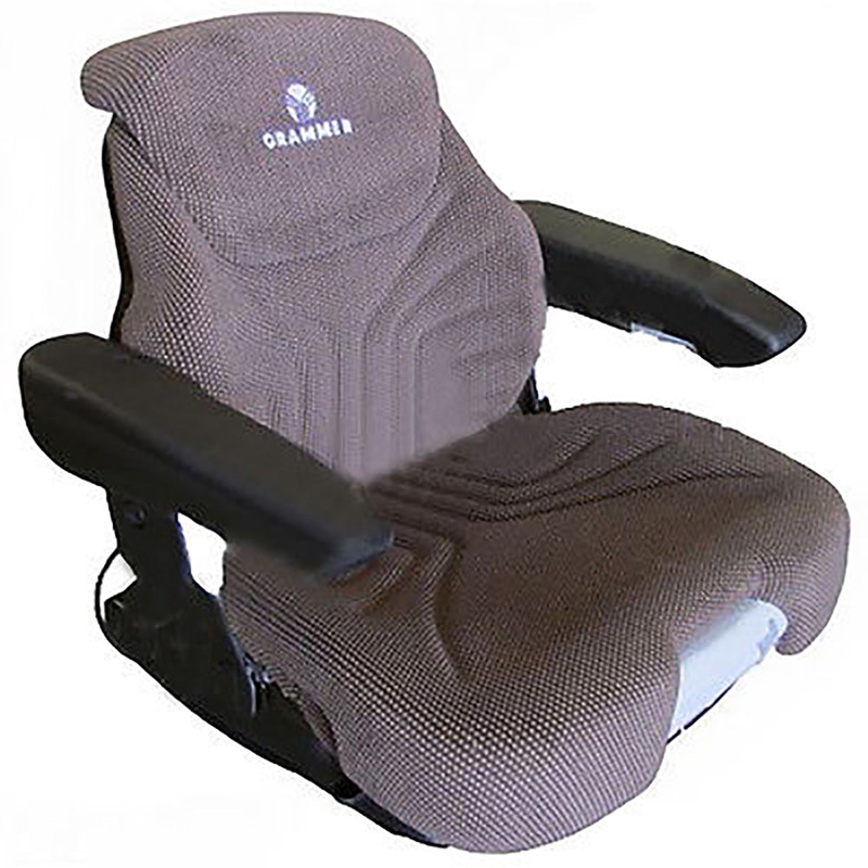 AH227974 Brown Fabric Grammer Seat w Air Suspension 12V Fits John Deere MSG95/74