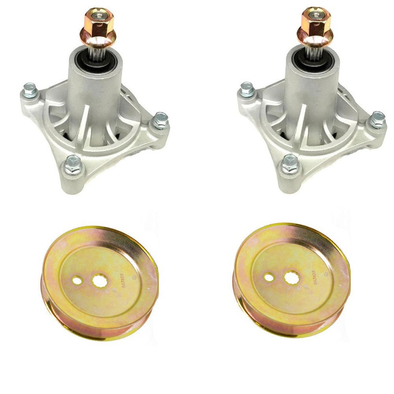 (2) Spindle Assembly 604214 with (2) Spindle Pulley 603988 Fits Hustler Raptor