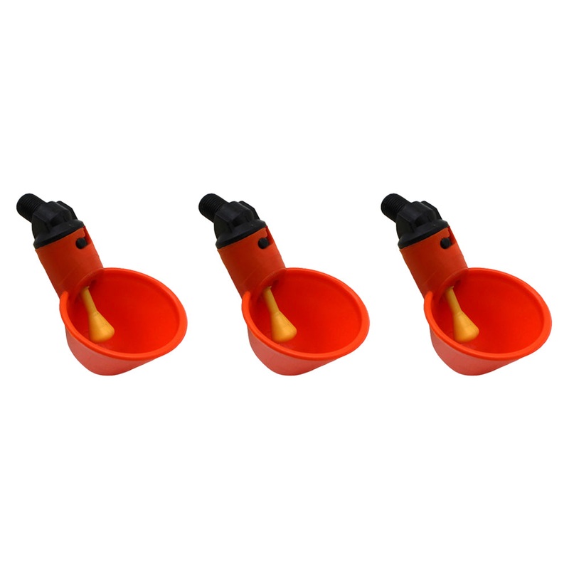 3 Automatic Waterer Drinker Cups Chicken Coop Poultry Chook Bird Turkey Drink