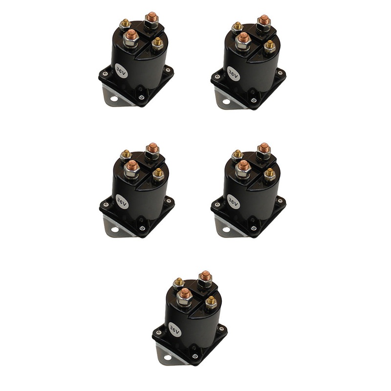 (5) 8016 36V Solenoid Fits Club Car DS 1976-1993 4 Terminals Stud 5/16"