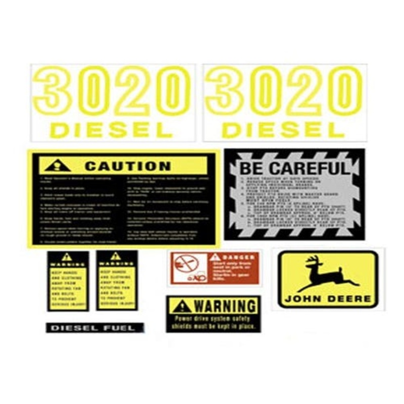 Tractor Decal Set Hood 3020 Yellow fits John Deere 3020