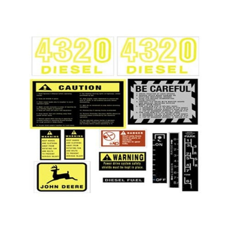 Tractor Decal Set Hood 4320 Yellow fits John Deere 4320 JD418