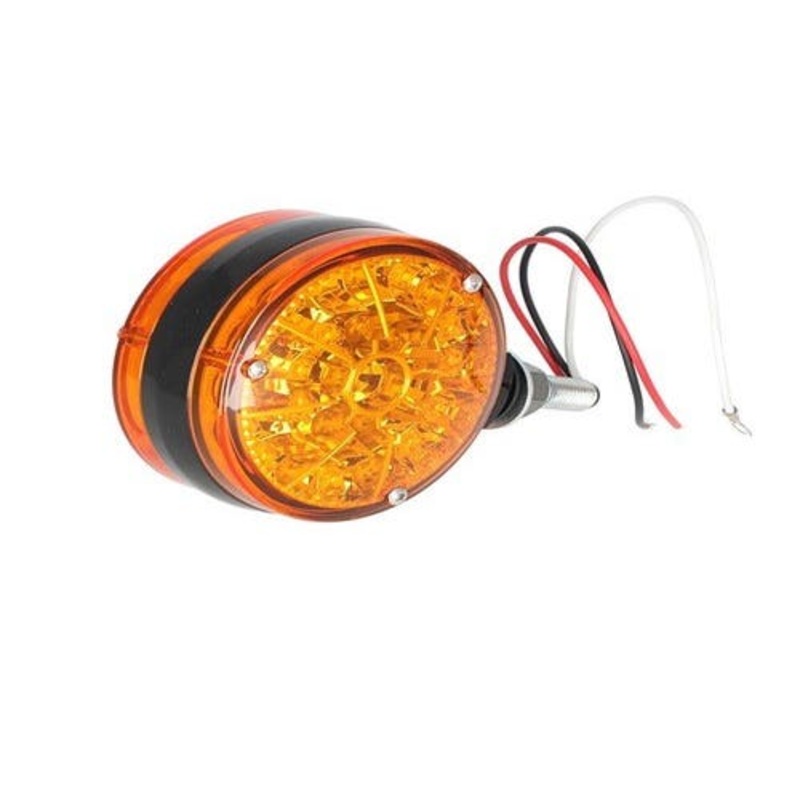 LED Safety Warning Light - 12V 3 Wire Double Sided Amber Round
