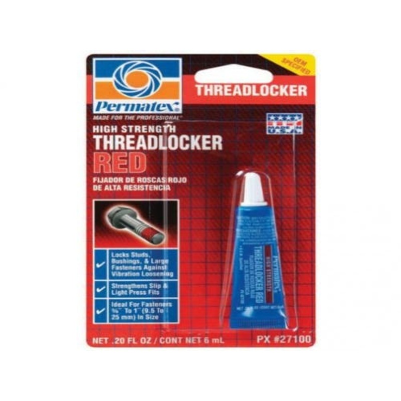 Permatex High Strength Threadlocker Red 6 ml tube fits Fluids/Chemicals/Oil/Additives Silicone Sealant & Threadlock