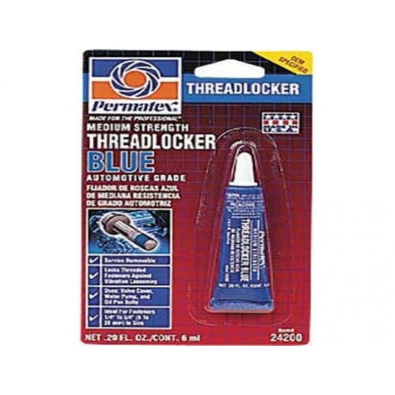 Permatex Medium Strength Threadlocker Blue 6 ml tube fits Fluids/Chemicals/Oil/Additives Silicone Sealant & Threadlock