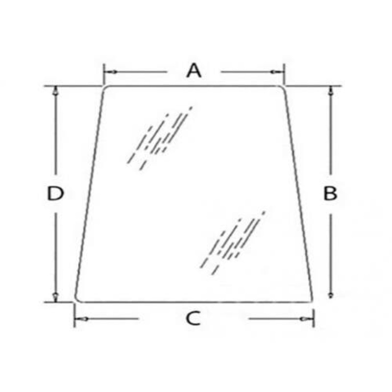Cab Glass - Door Upper fits New Holland LB75 LB90 LB110 LB75B LB115B LB90B LB75 LB75CP LB90 LB110 LB115 LB75B LB115B LB110B LB90B 85801626 fits Ford