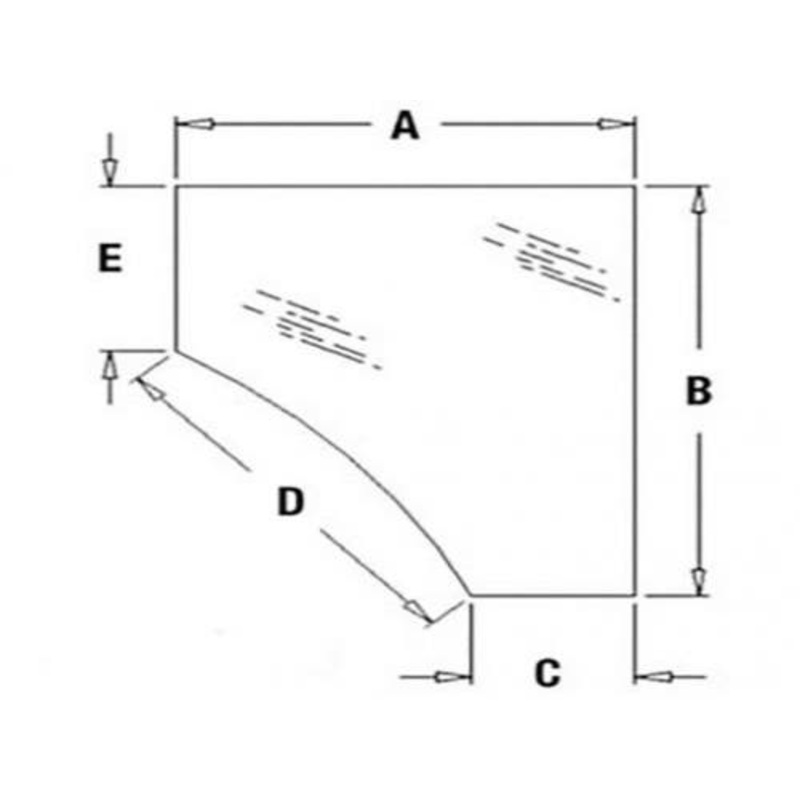 Cab Glass - Lower Left Hand Door fits Case 580M 580 Super M 590 Super M 580 Super M Plus 580M 580 Super M 338426A1
