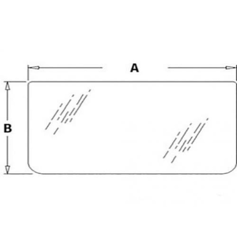 Cab Glass - Windshield Lower fits John Deere 190E 490E 690ELC 790ELC 892ELC AT154431 fits Hitachi EX100-2 EX100-3 EX120-2 EX120-3 EX200-3 EX400LC-3