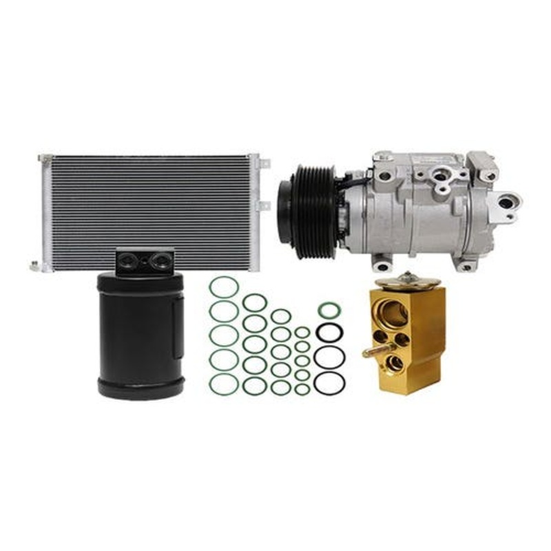 Air Conditioning Kit with Condenser and Aftermarket Compressor fits John Deere 6105R 6115R 6125R 6170R 6190R 6210R RE284680 AL207200 AL204865 AL220728
