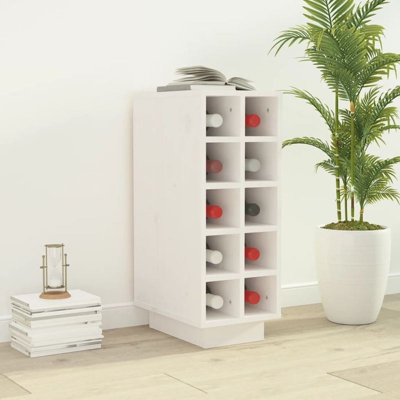 Armoire  vin Blanc 23x34x61 cm Bois de pin massif