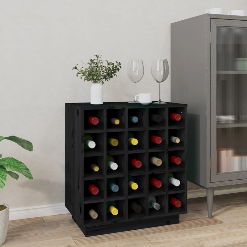 Armoire  vin Noir 55,5x34x61 cm Bois de pin massif