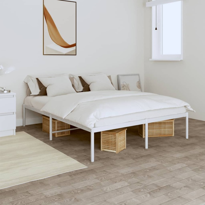 Cadre de lit mtal blanc 140x190 cm