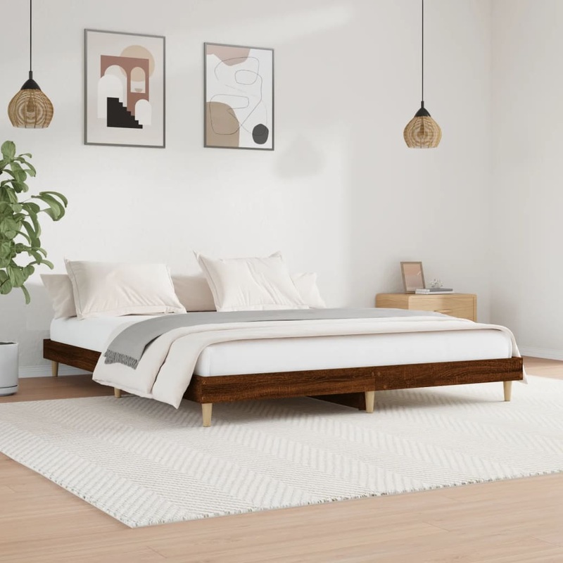 Cadre de lit sans matelas chne marron 200x200 cm