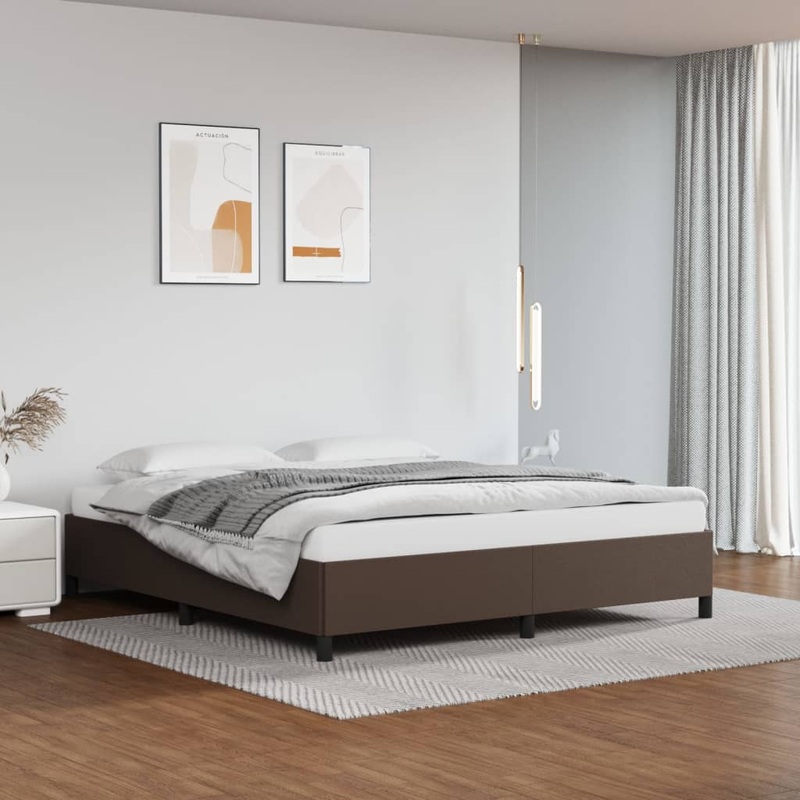 Cadre de lit sans matelas marron 160x200 cm similicuir