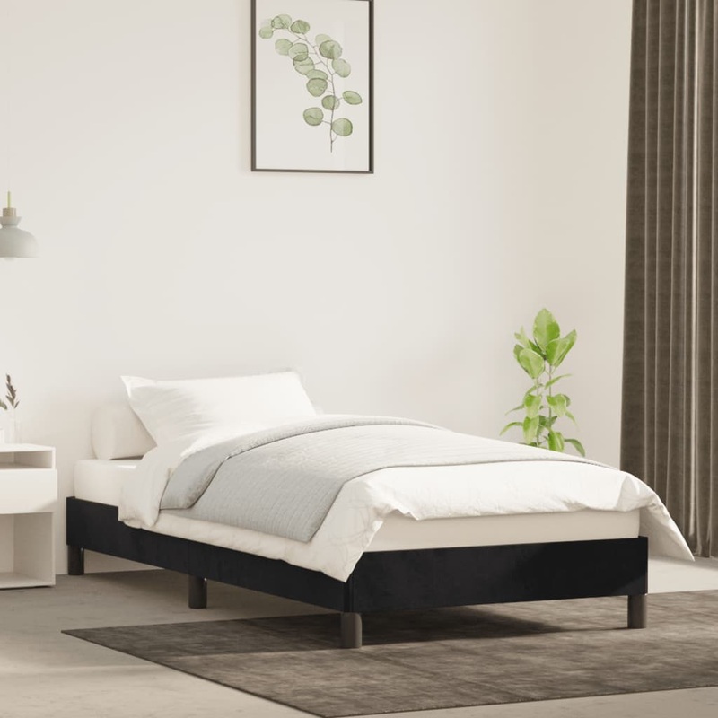 Cadre de lit sans matelas noir 100x200 cm velours