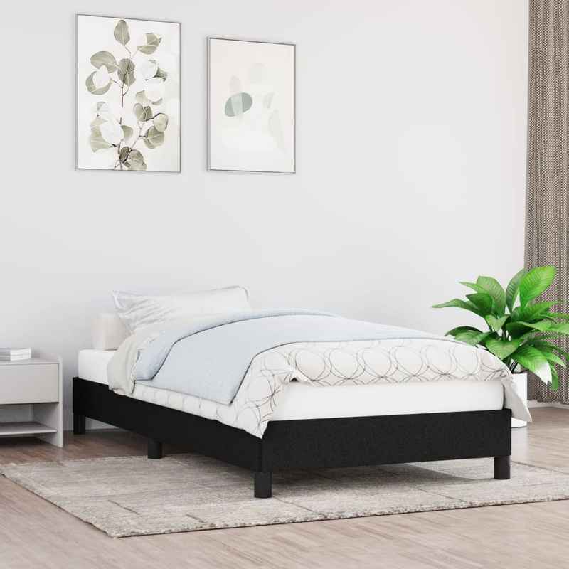 Cadre de lit sans matelas noir 90x190 cm tissu