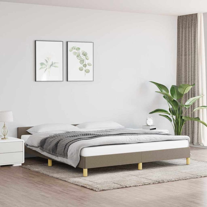Cadre de lit sans matelas taupe 180x200 cm tissu
