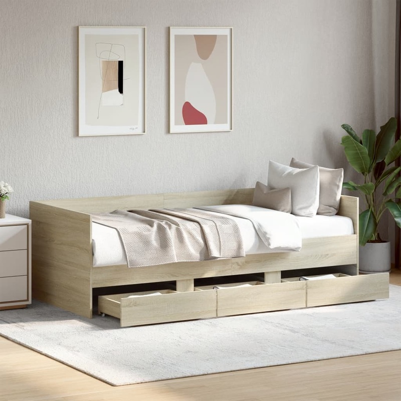 Lit de jour avec tiroirs sans matelas chne sonoma 90x190 cm