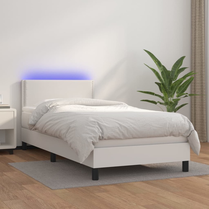 Sommier  lattes de lit avec matelas et LED Blanc 100x200 cm