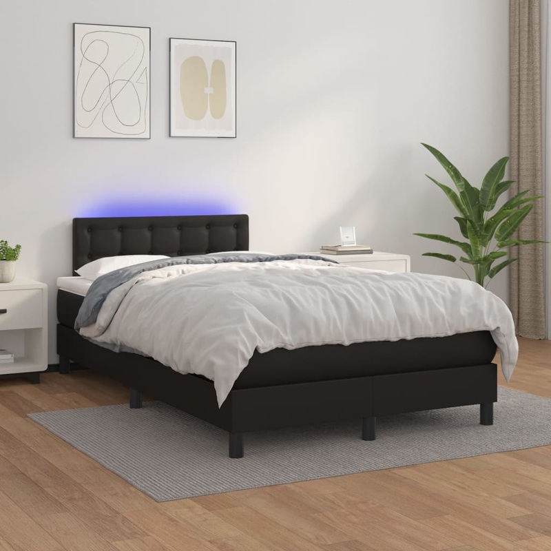 Sommier  lattes de lit avec matelas et LED Noir 120x200cm