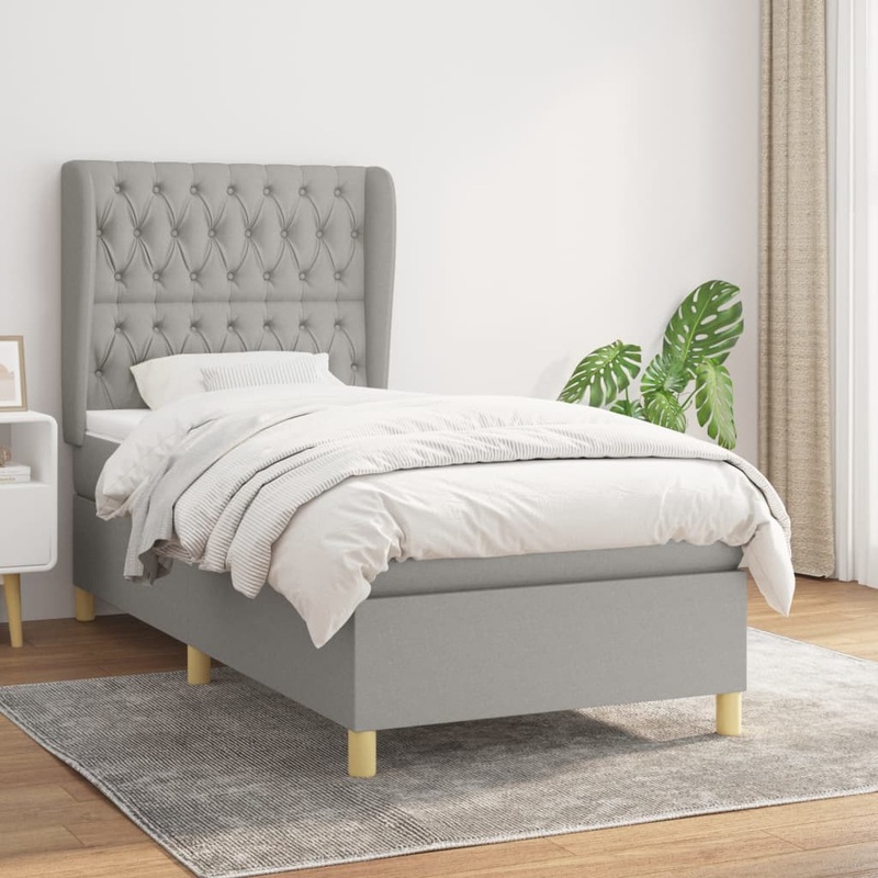 Sommier  lattes de lit avec matelas Gris clair 100x200cm Tissu