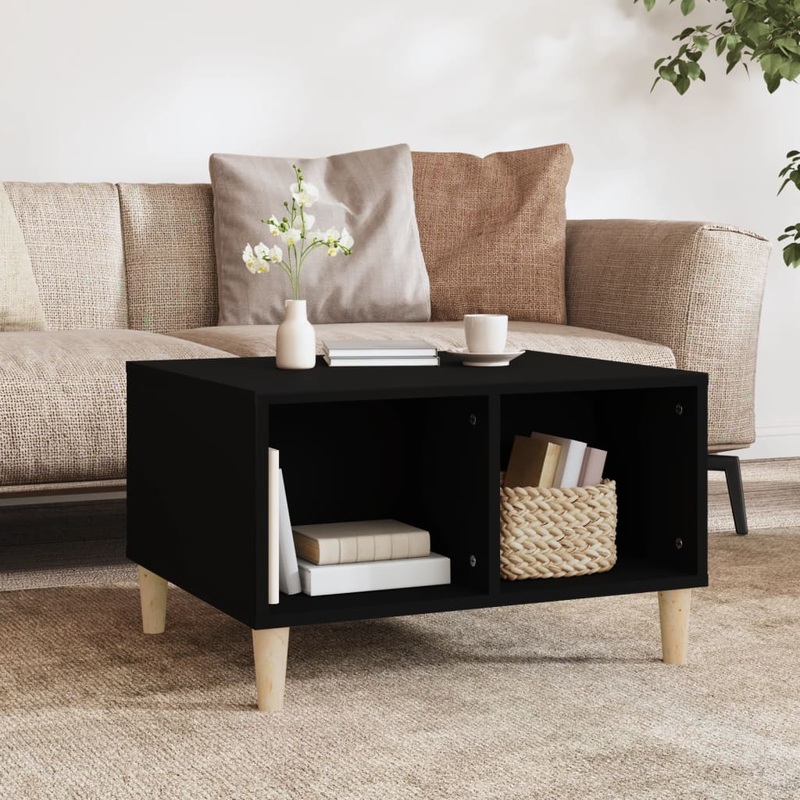 Table basse Noir 60x50x36,5 cm Bois d'ingnierie