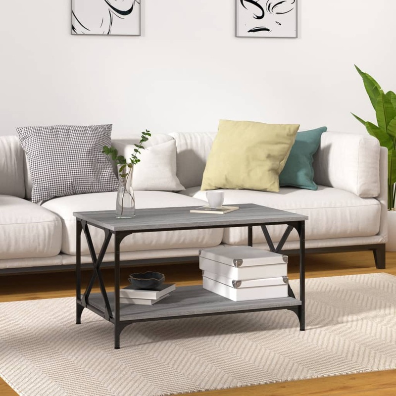 Table basse Sonoma gris 80x50x45 cm Bois d'ingnierie et fer